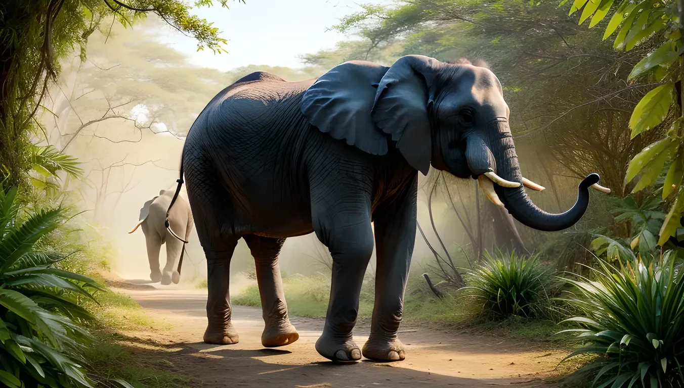 Majestic Elephant's Kushti Image in Jungle Setting