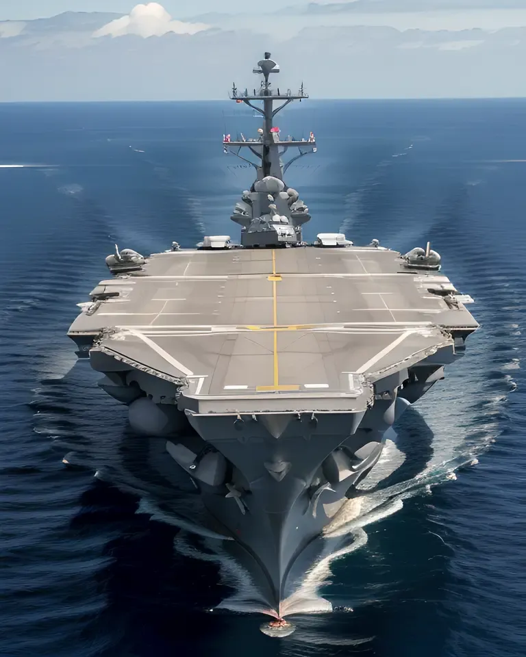 Majestic Harry Truman Aircraft Carrier Sails Through Open Ocean