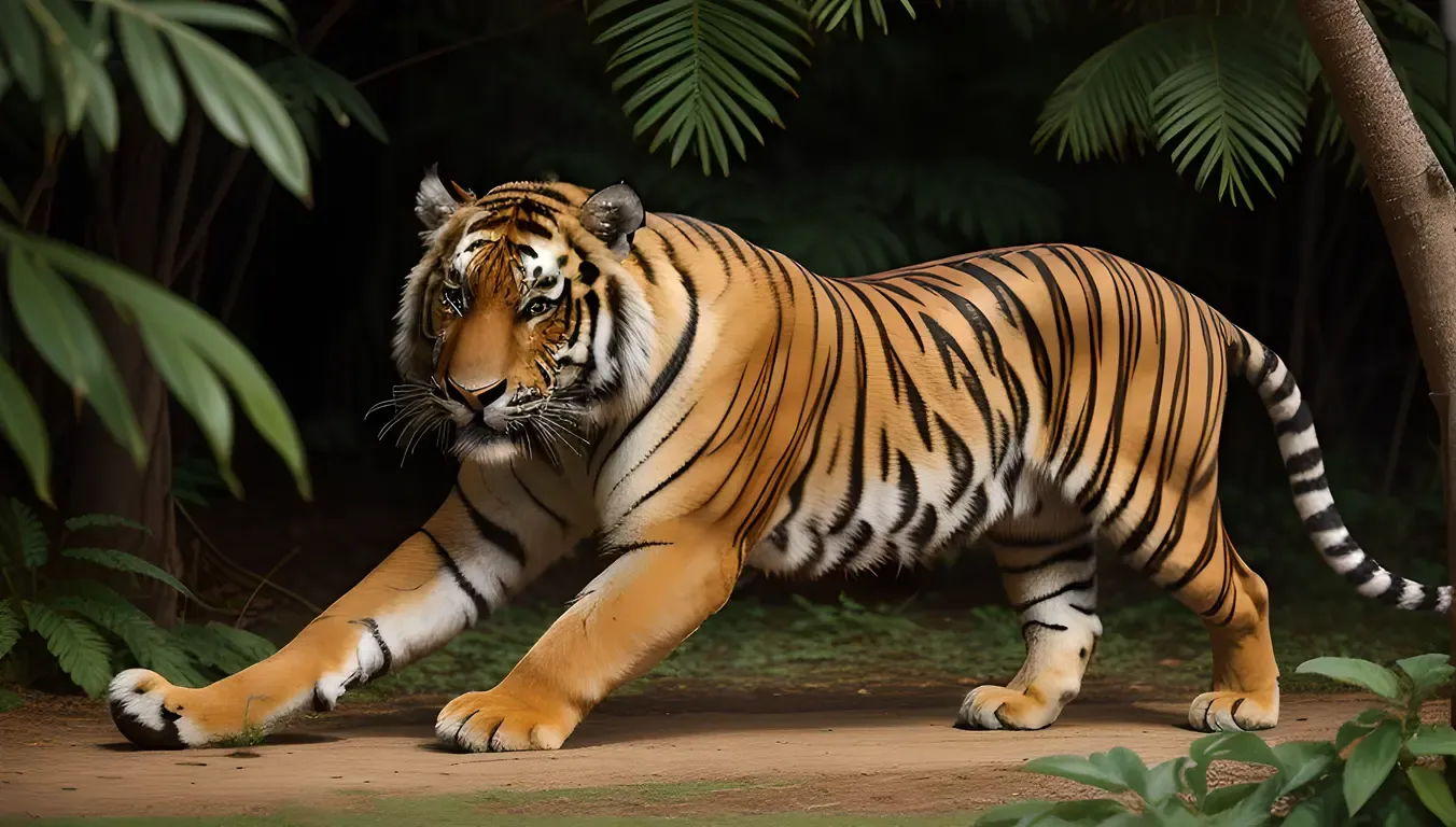 Majestic Kushti Wallpaper with Tiger, Foliage, and Vibrant Colors