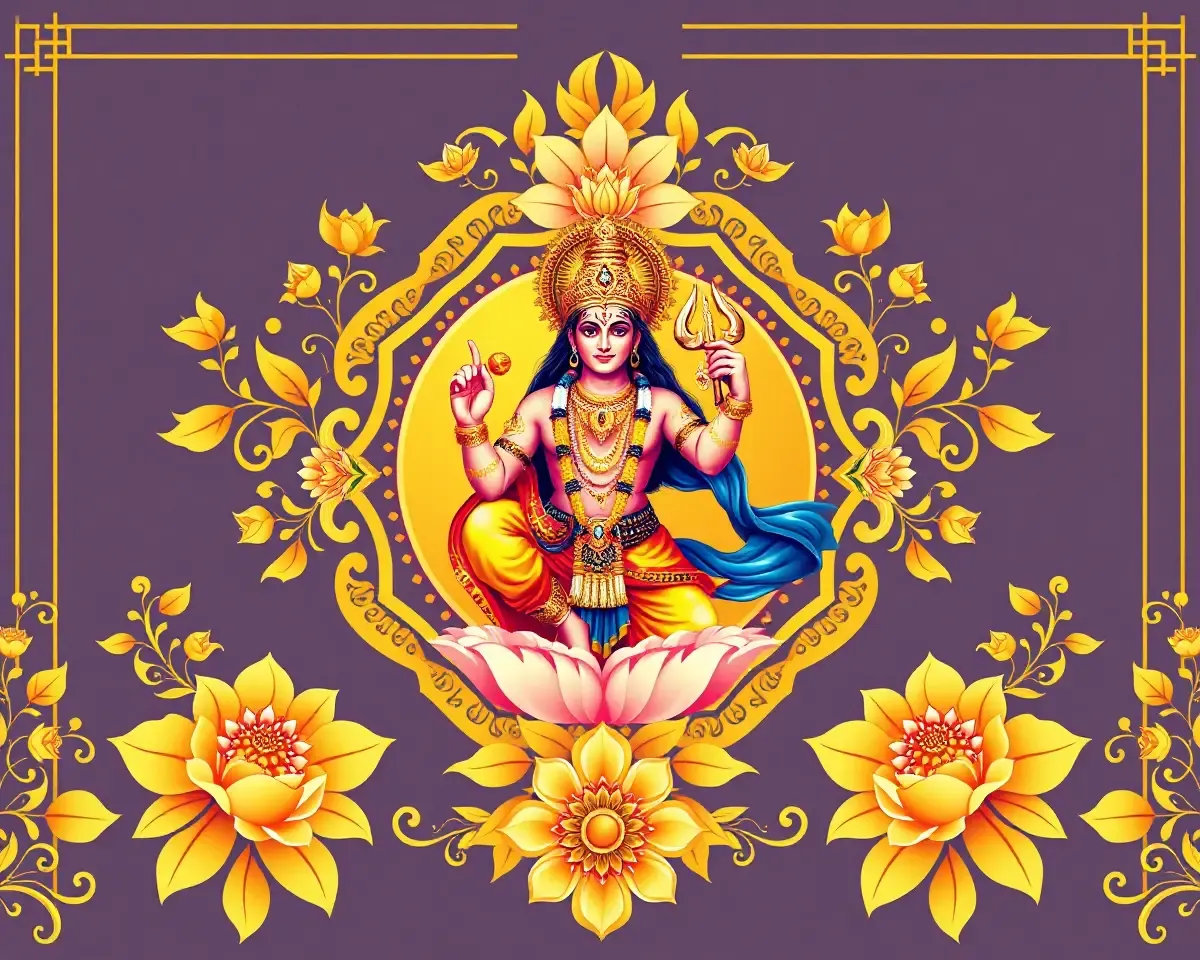 Majestic Sunderkand Invitation Card with Lord Ram and Hanuman