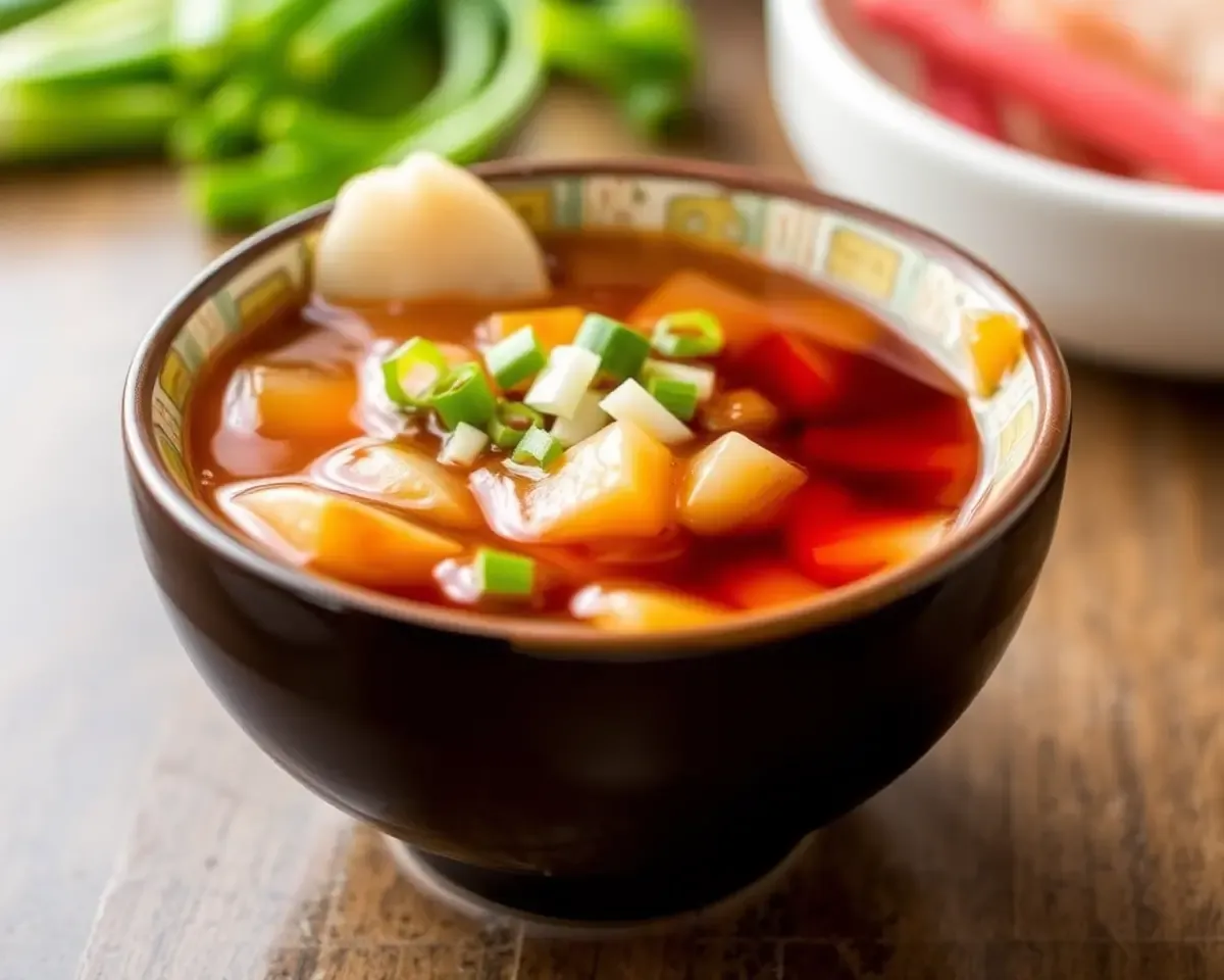 Manchow Soup with Soy Sauce and Scallions