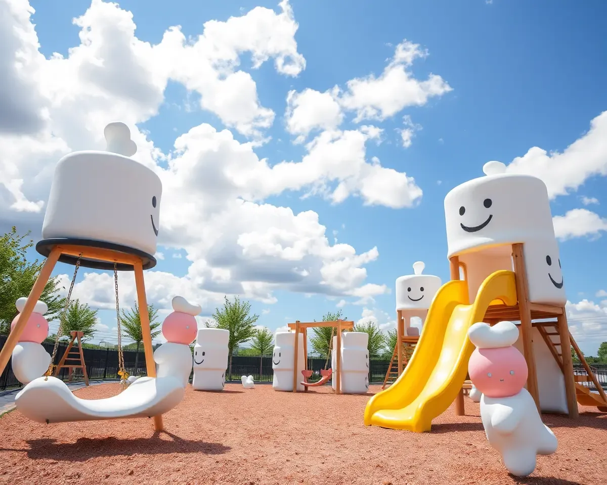 Marshmallow Playground with Swings and Slides