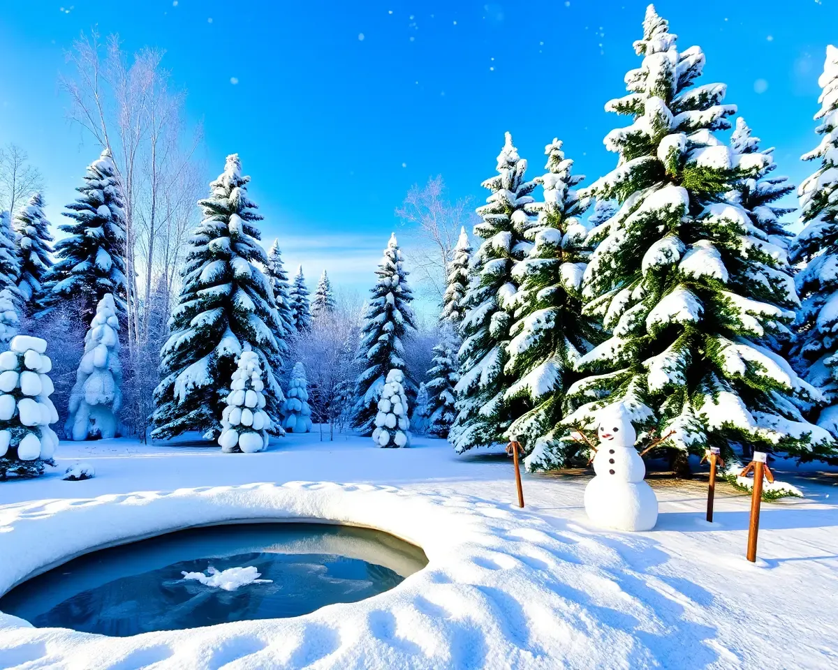 Marshmallow Winter Wonderland with Snowmen and Pond