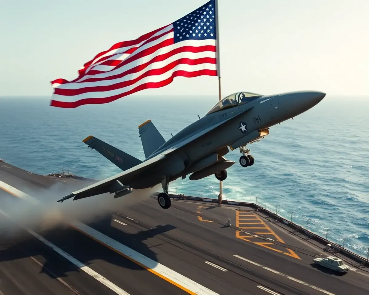 Maverick's F-18 Hornet Takes Off from Aircraft Carrier Deck