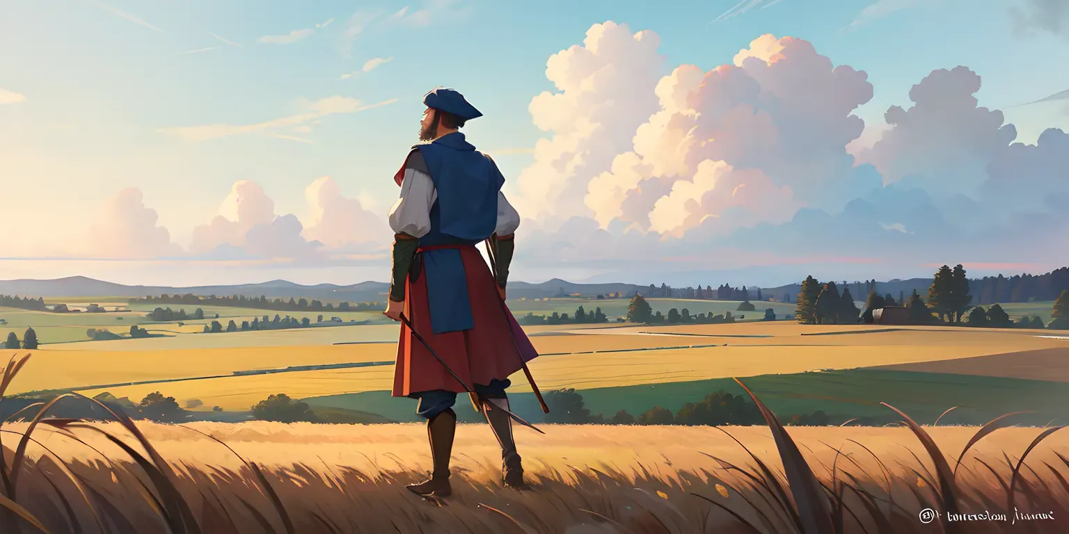 Medieval Peasant Leader Rodney Hilton Jr. in Wheat Field
