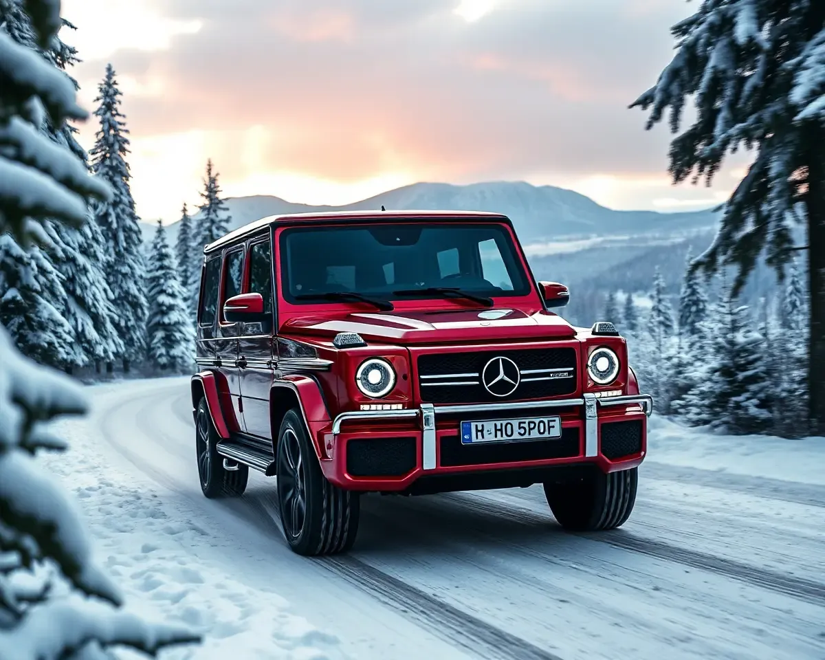 Mercedes-Benz G-Wagen Snowy Forest 4K Wallpaper