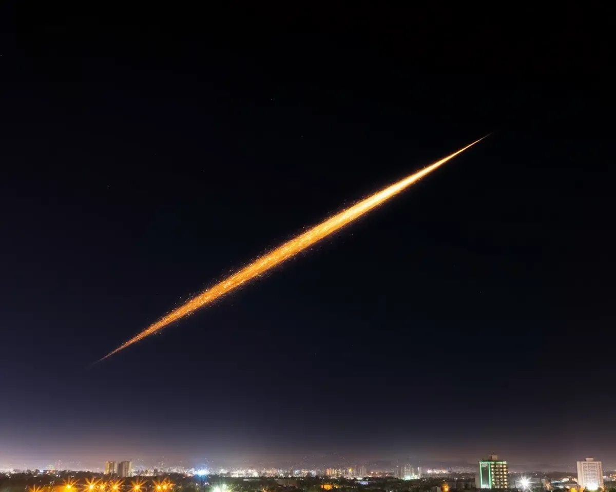 Meteor Blaze Panic in City Below PNG