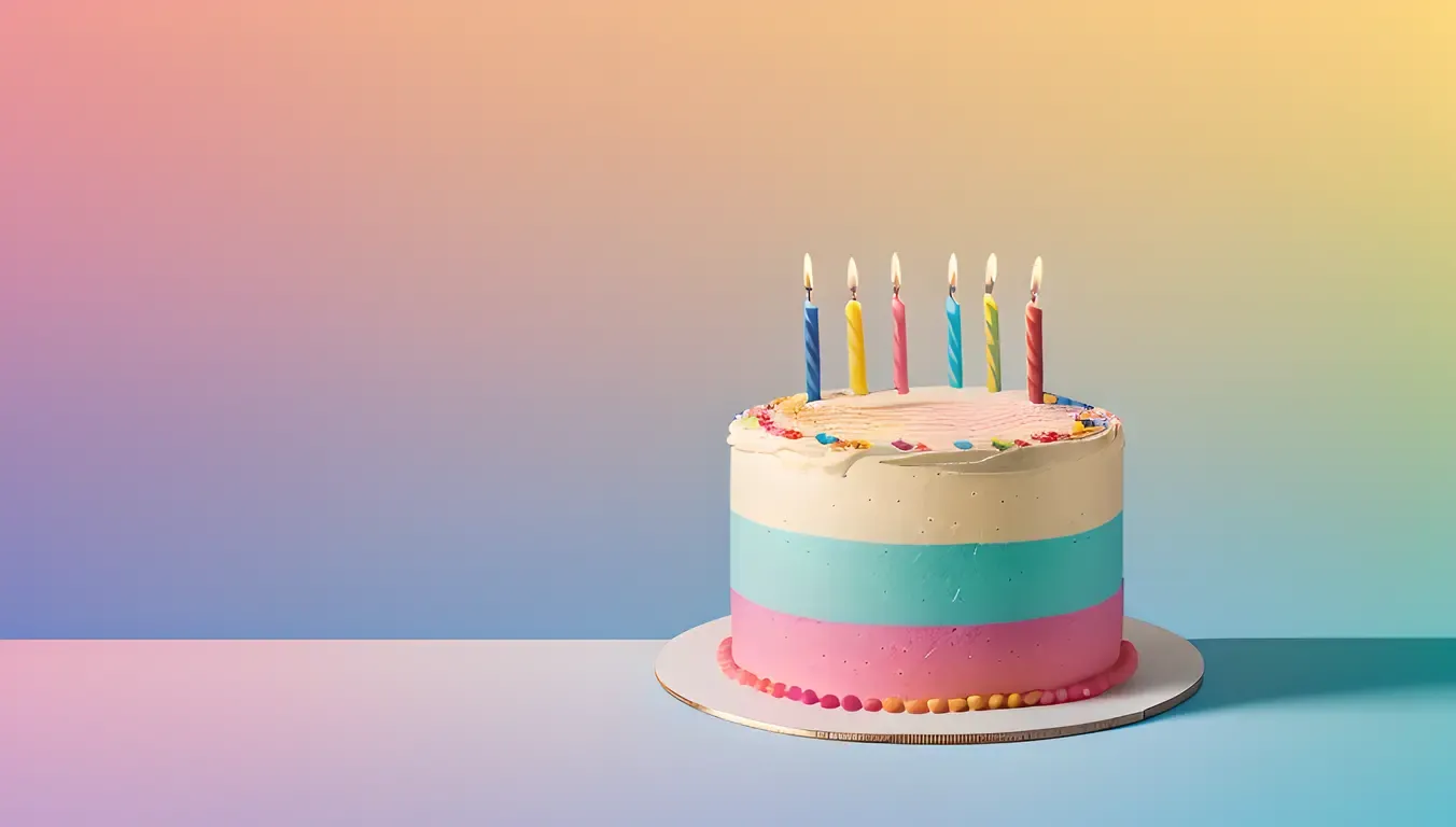 Minimalist Abstract Background with Bold Birthday Cake Focus