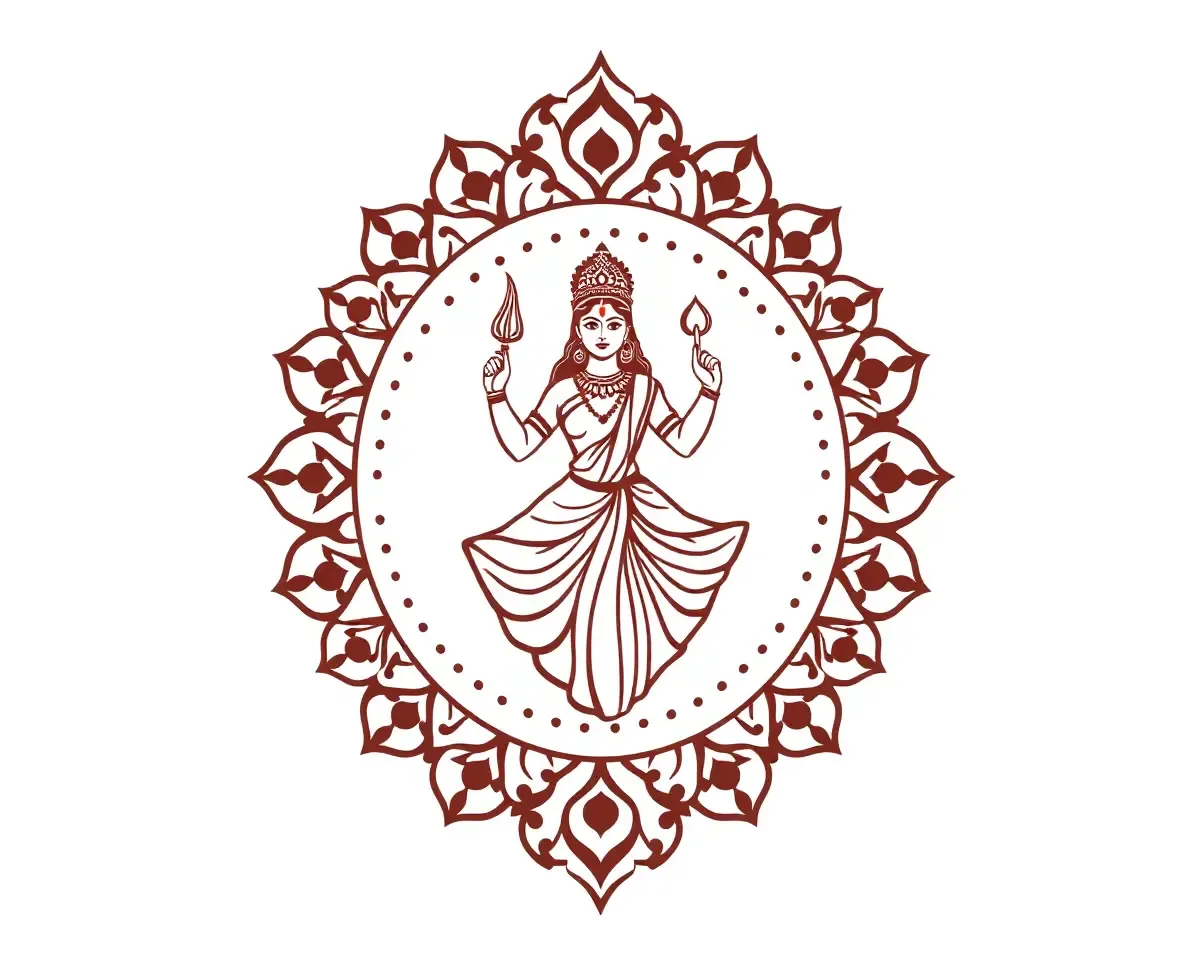 Minimalist Bharat Mata with Indian Motifs Illustration