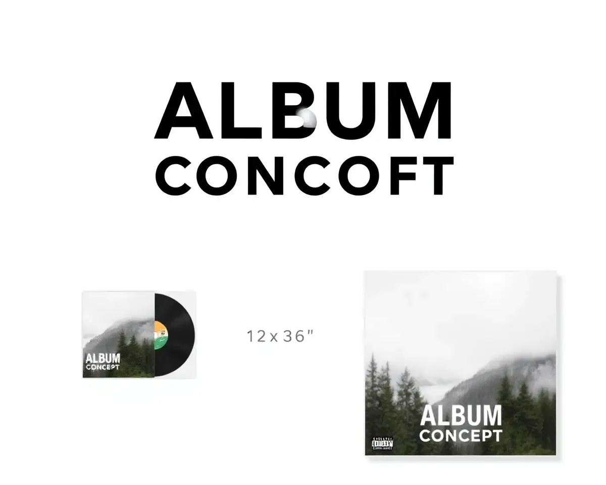 Minimalist Bold Font 12x36 Album Cover Design Concept