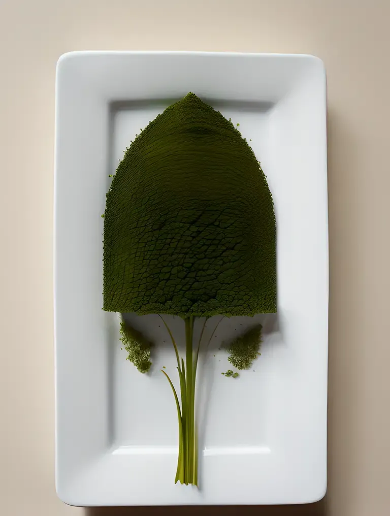 Minimalist Chlorella Plant Composition with Clean Background