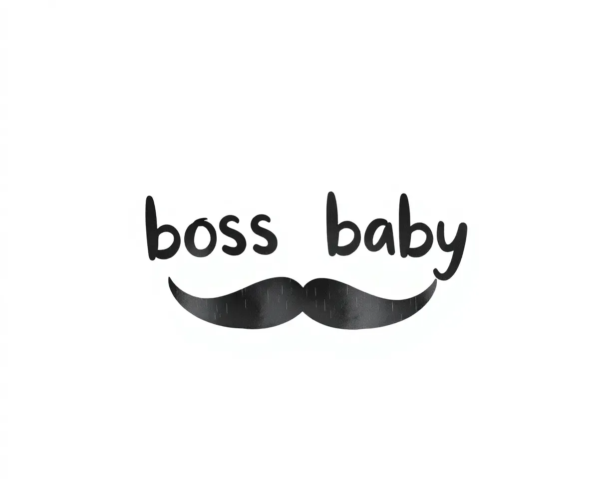 Minimalist Hand-Drawn Boss Baby Logo with Watercolor Texture