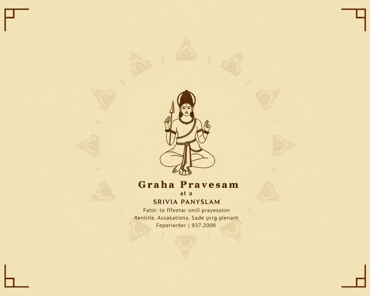 Minimalist Hindu God or Goddess in Simple Graha Pravesam Invitation