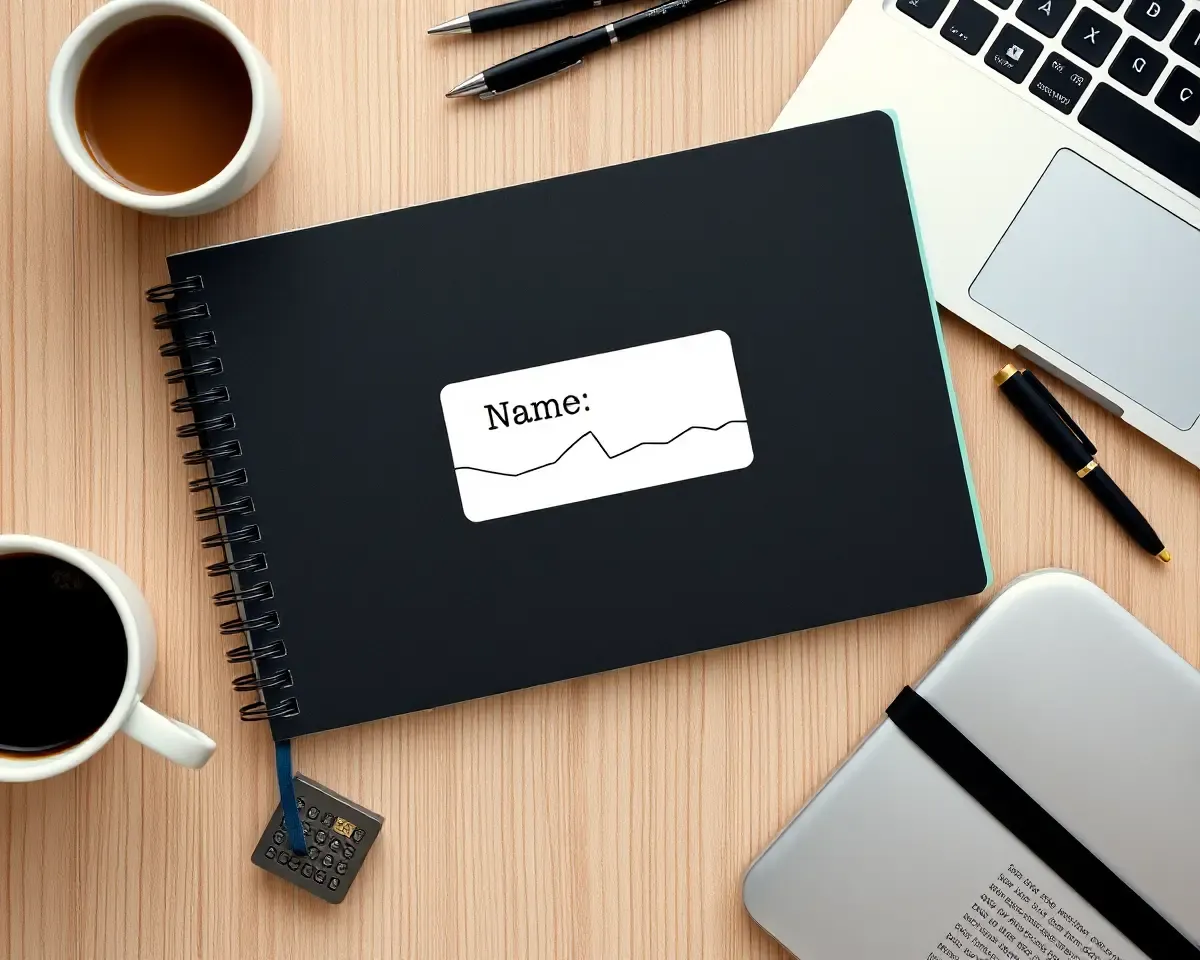 Minimalist Notebook with Coffee Cup and Laptop