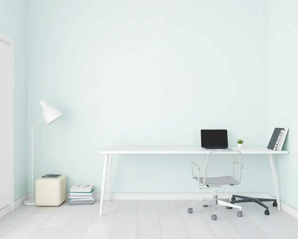 Minimalist Office with Subtle Mint Green Texture Wallpaper
