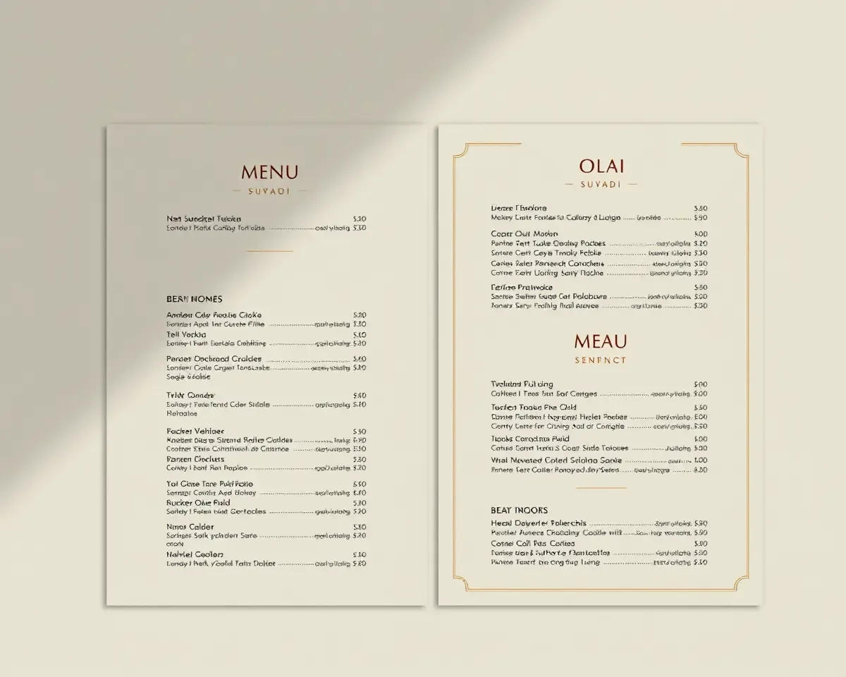Minimalist Olai Suvadi Menu Design Concept