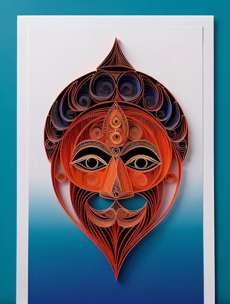 Minimalist Paper Quilled Ganesha Face with Om Symbol and Gradient