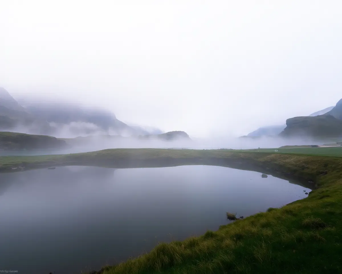 Misty Pond Landscape with Subtle Gradient Effect