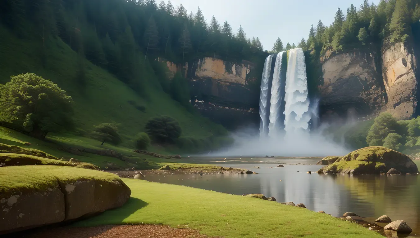 Misty Waterfall Wallpaper for Windows 10