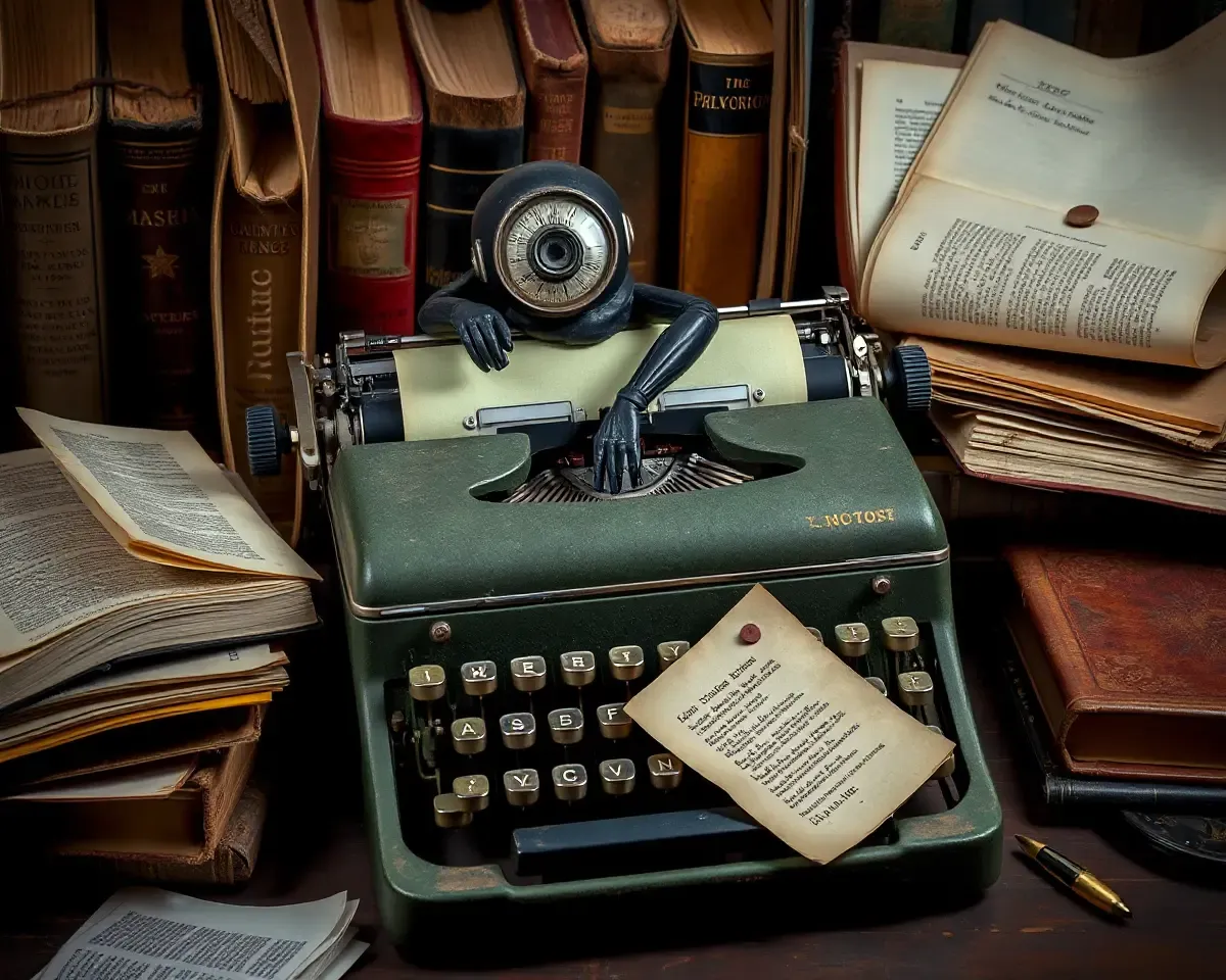 Mocop Waits to Clean Writer's Vintage Typewriter