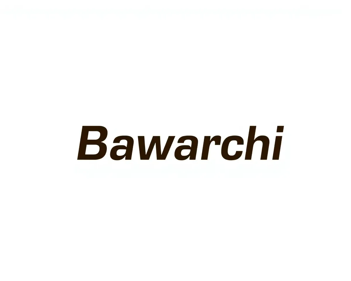 Modern Bawarchi Logo in Sleek White Design PNG