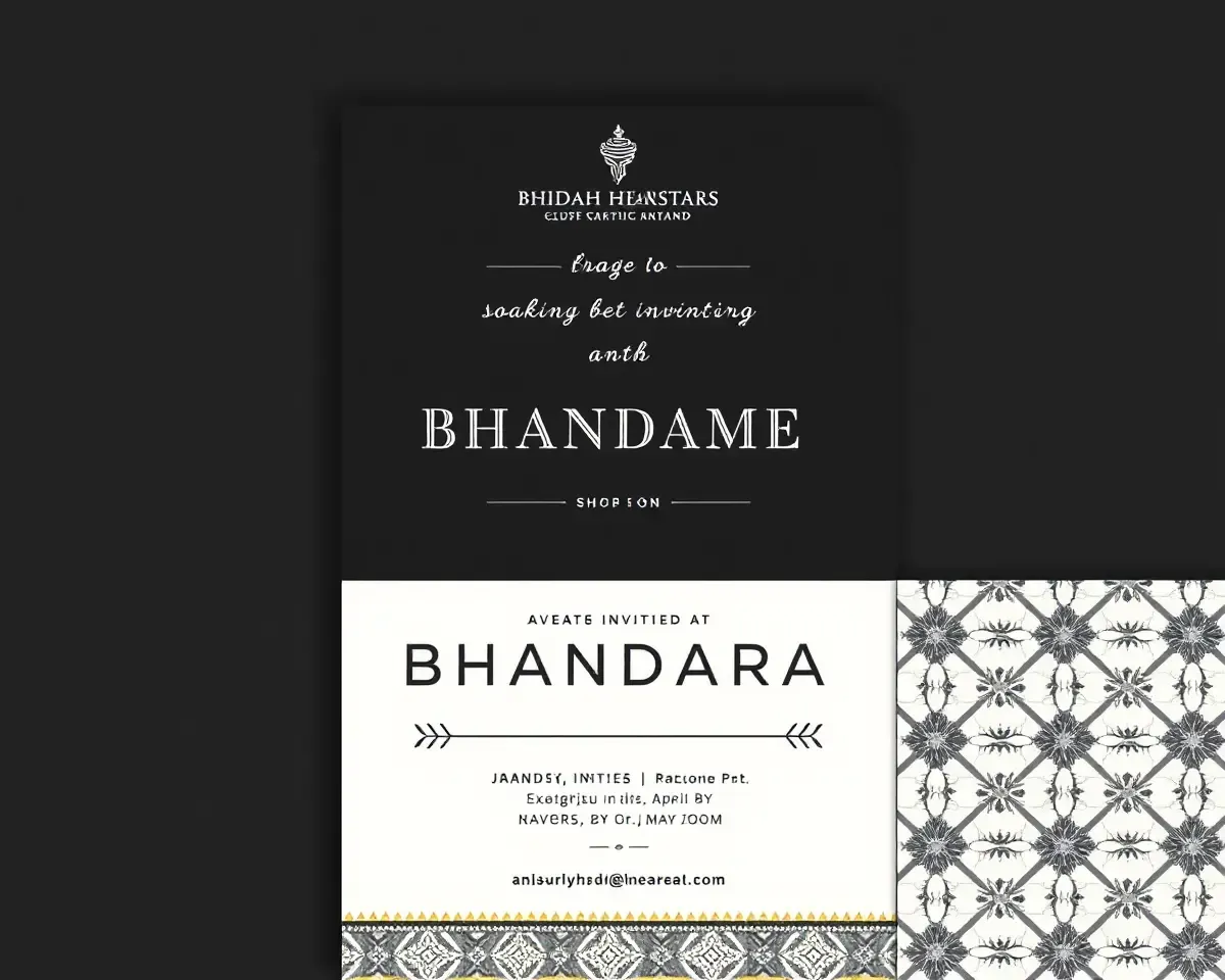 Modern Bhandara Event Invitation with Geometric Pattern