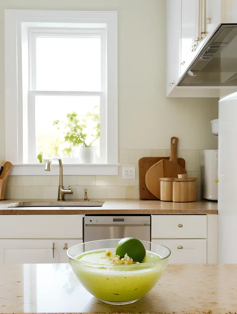 Modern Kitchen with Raita and Fresh Lime Juice