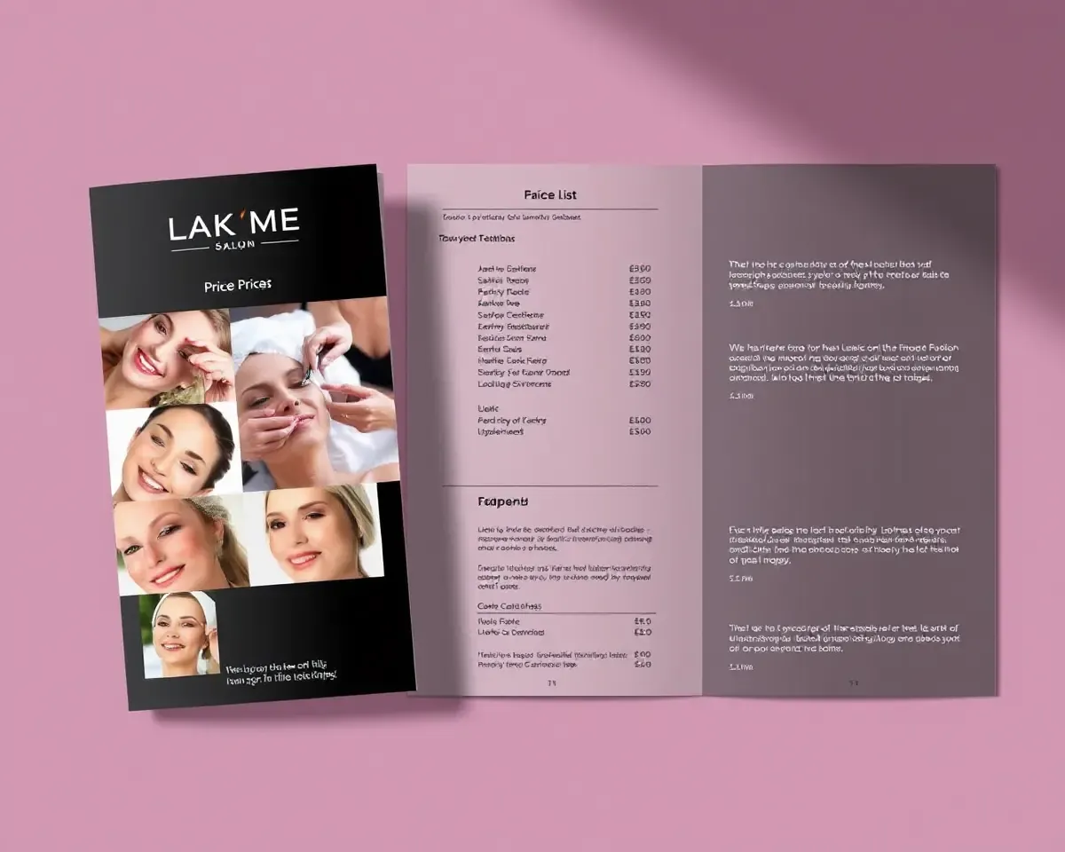 Modern Lakme Salon Brochure with Facial Prices