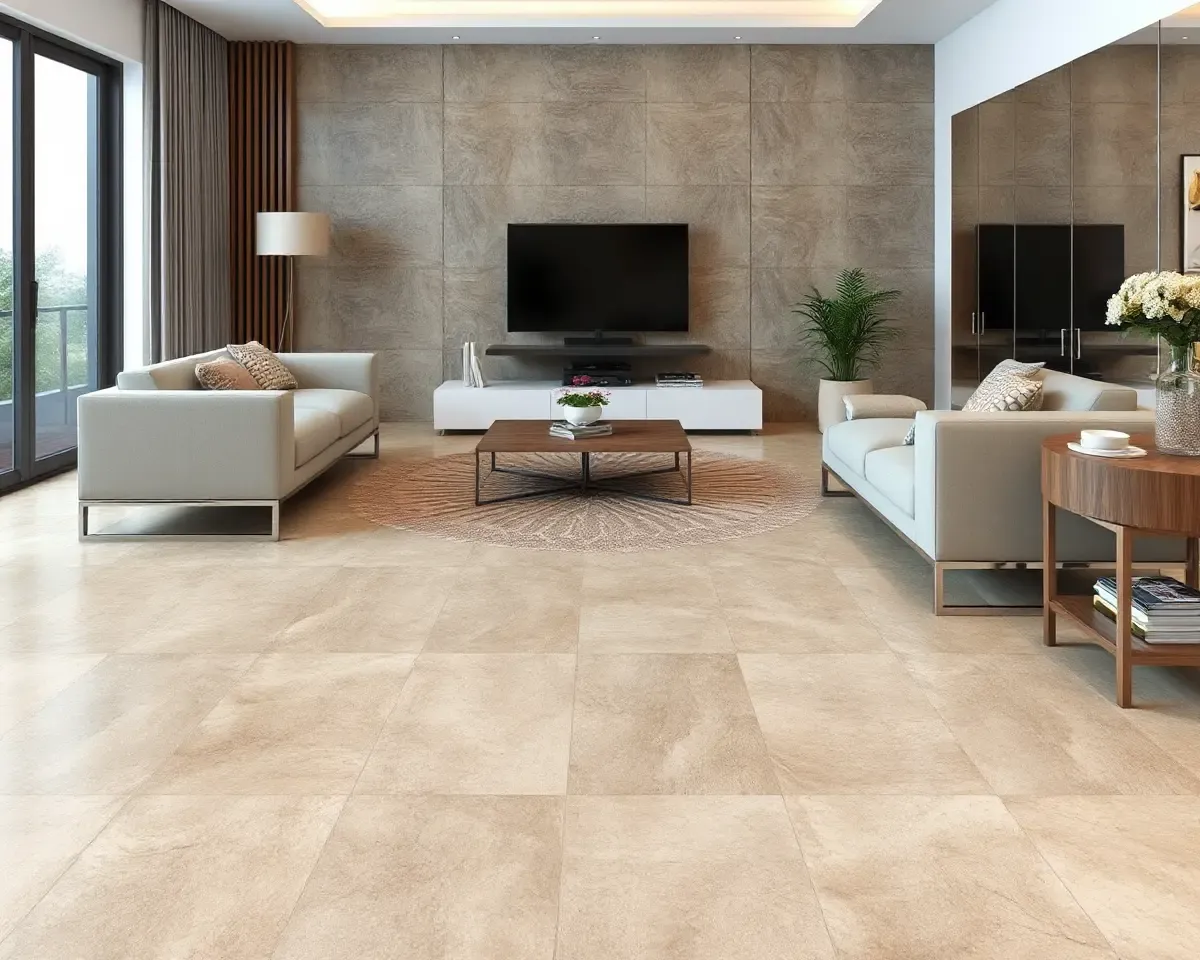 Modern Living Room with Seamless Kota Stone Texture
