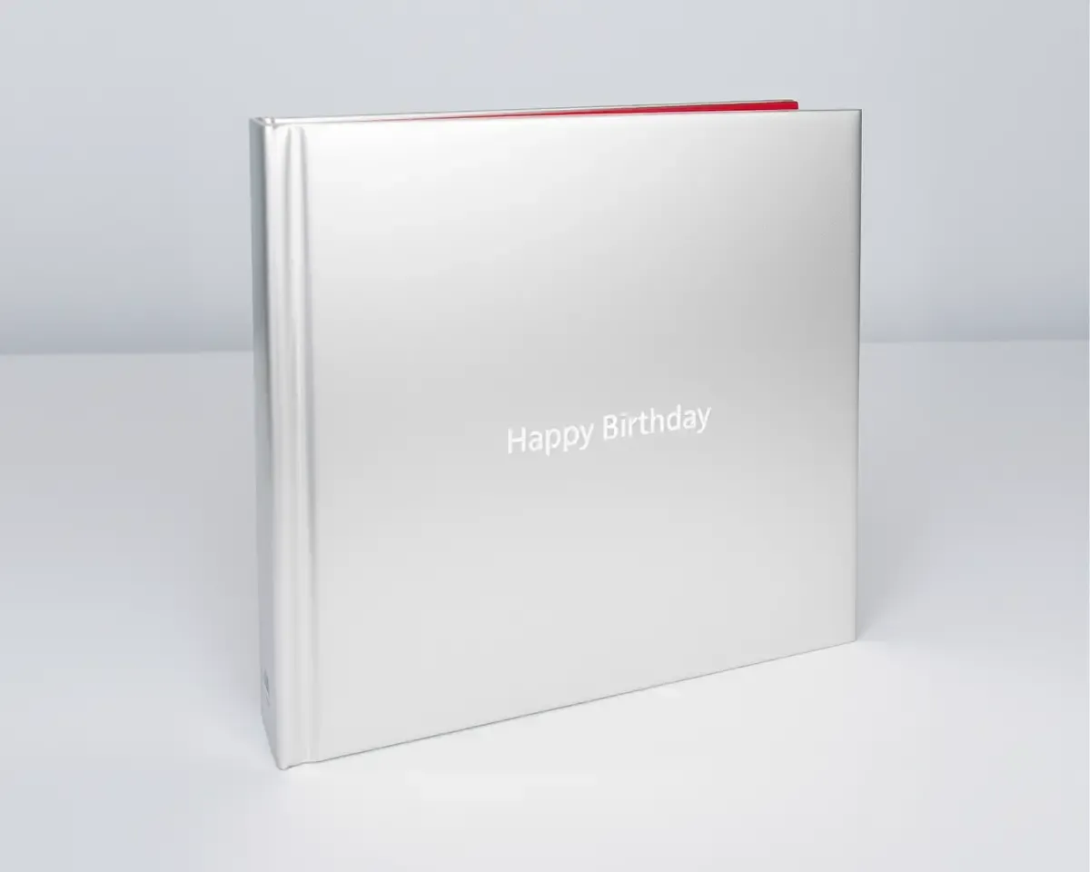 Modern Minimalist Birthday Album with Metallic Cover