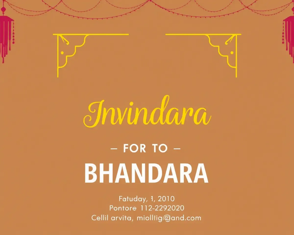Modern Minimalist Digital Bhandara Invitation with Bold Fonts.