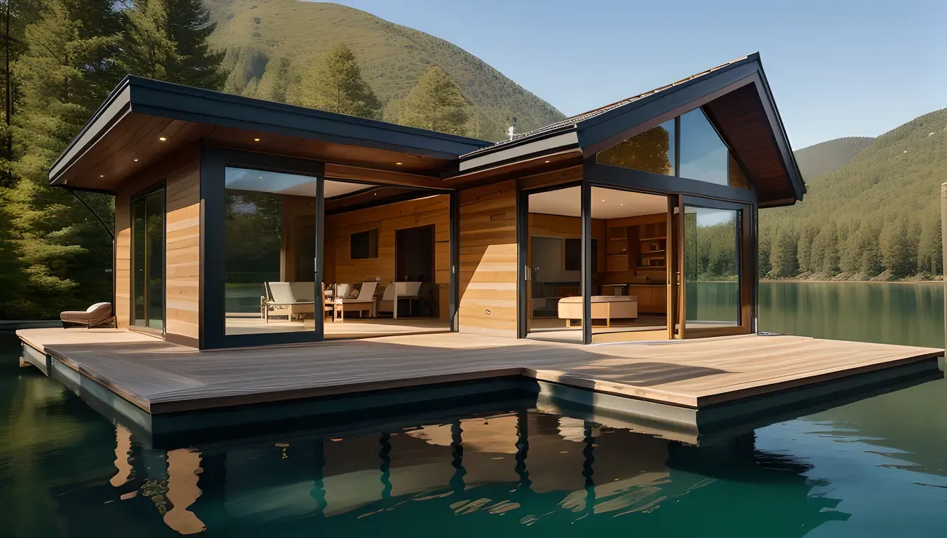 Modern Stilt House with Large Windows and Lake View