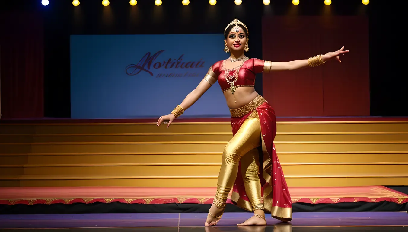 Mohiniyattam Dancer in Traditional Costume Posing Dramatically
