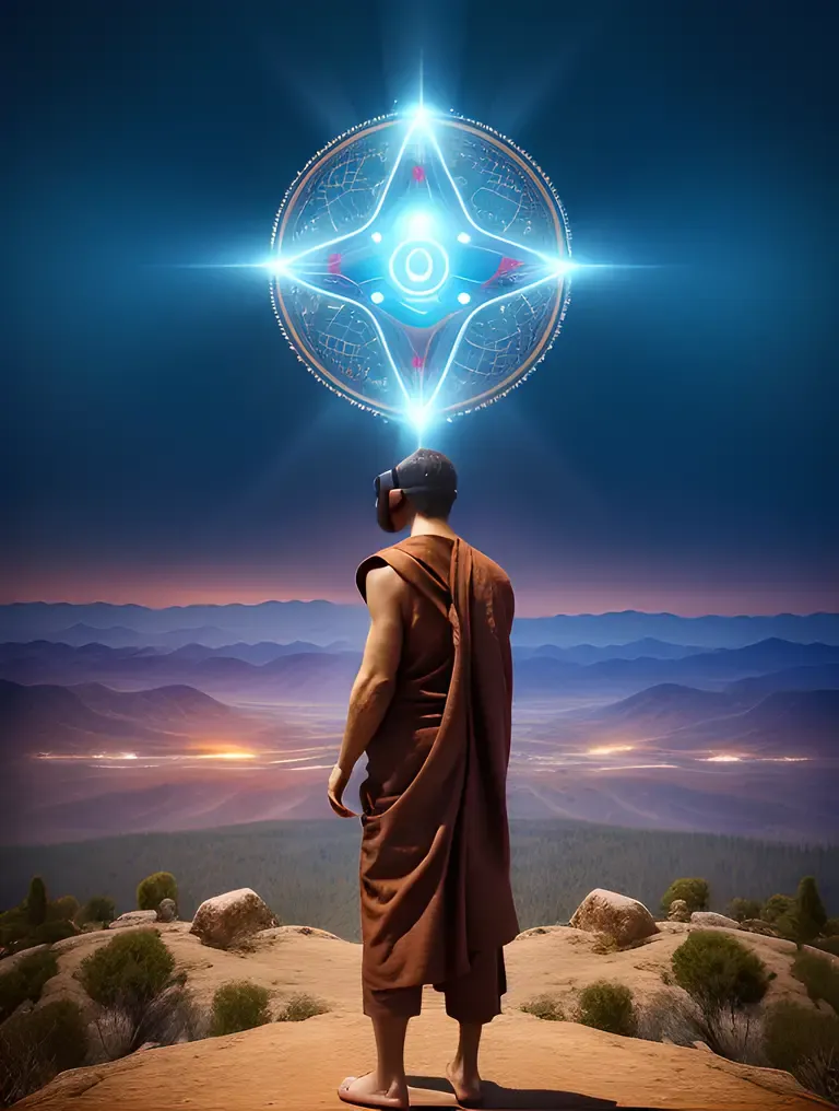 Monk Explores Virtual Reality with AI Deities