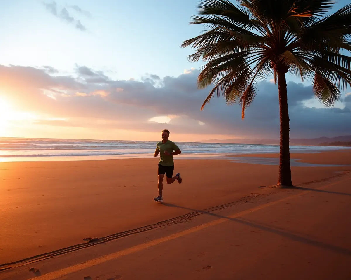 Morning Jogger with Ocean Sunrise Good Morning Images
