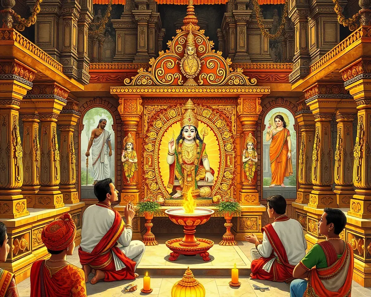 Mundan Sanskar Ritual in Traditional Hindu Temple