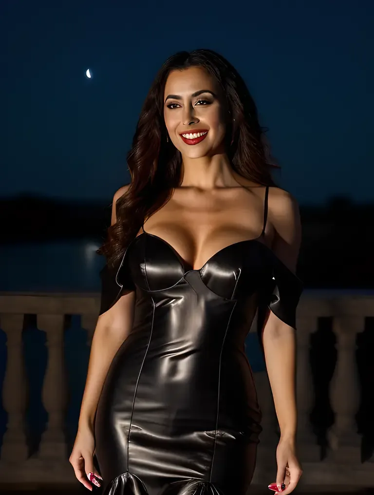 Mysterious Female Vampire in Moonlit Background