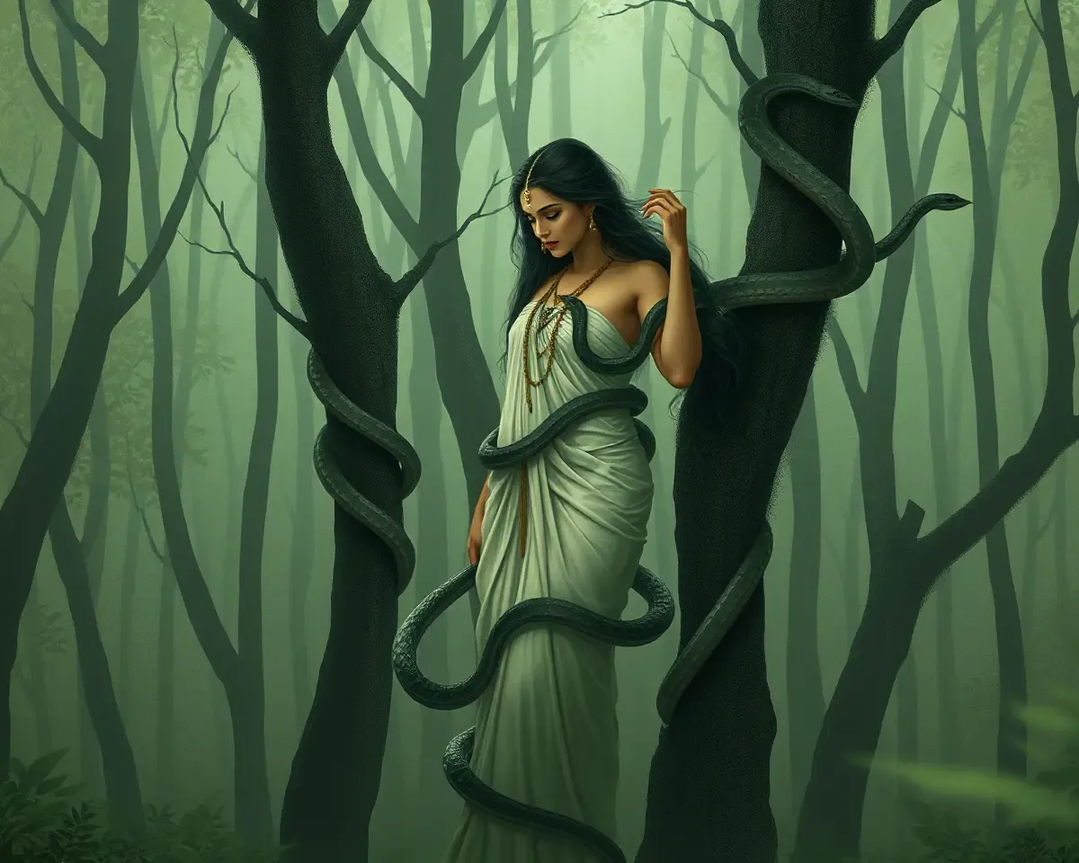 Mystical Nagavalli in Ethereal Misty Forest