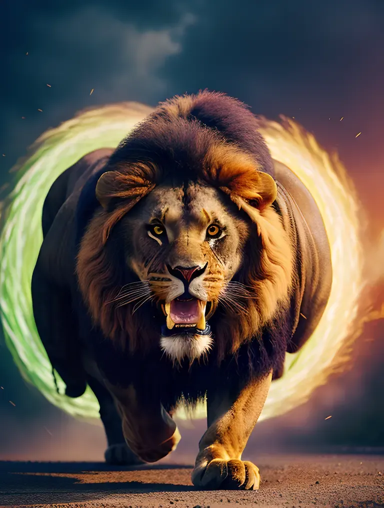 Narasimha Drawing Images: Dynamic Action Scene with Lion-Like Body
