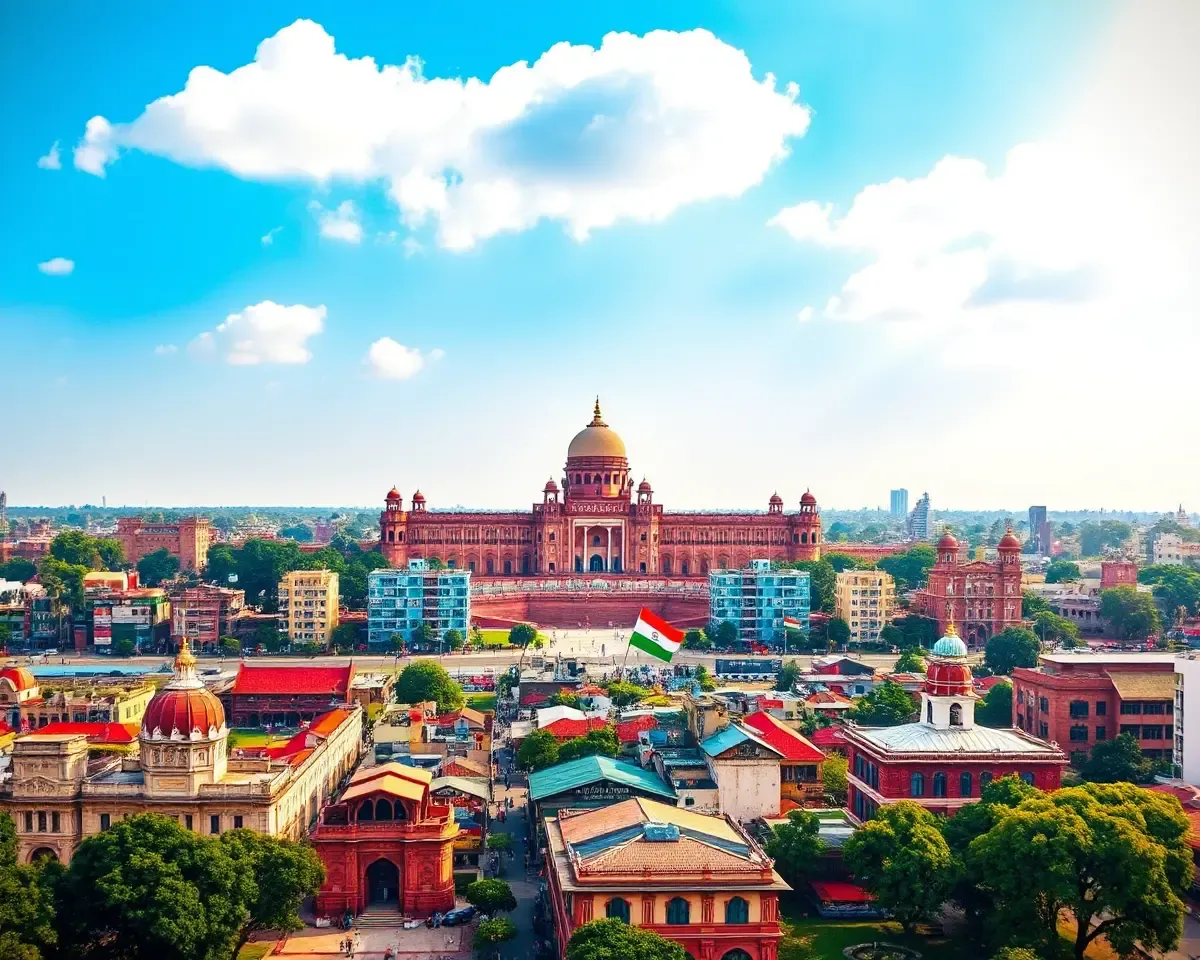 New Delhi Cityscape on August 15th Independence Day
