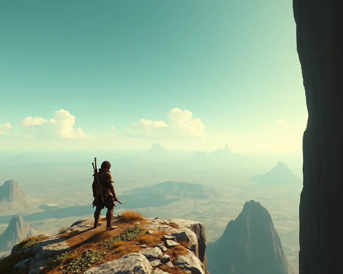 Nexon Character on Cliff Overlooking Open World