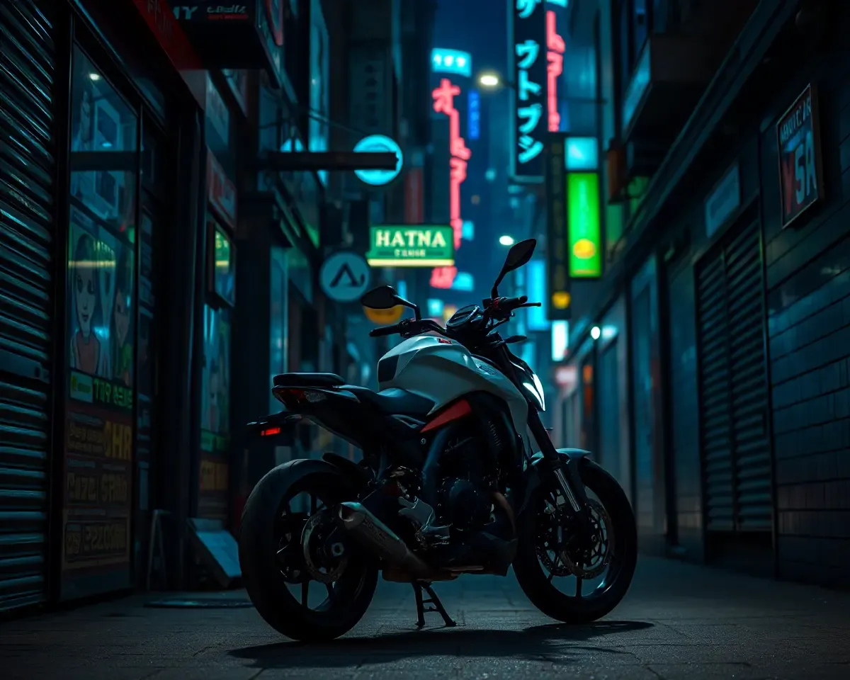 Ninja H2R in Dark Alleyway with Neon City Sounds Danger