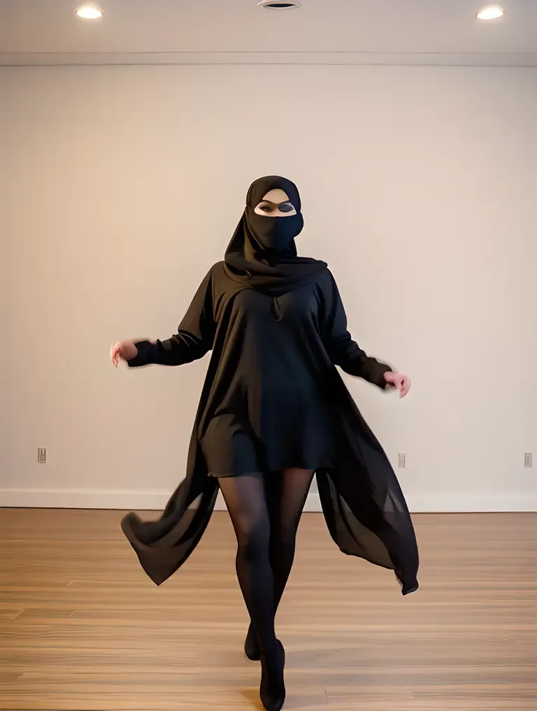 Niqab-Cloaked Girl Dances to Favorite Song