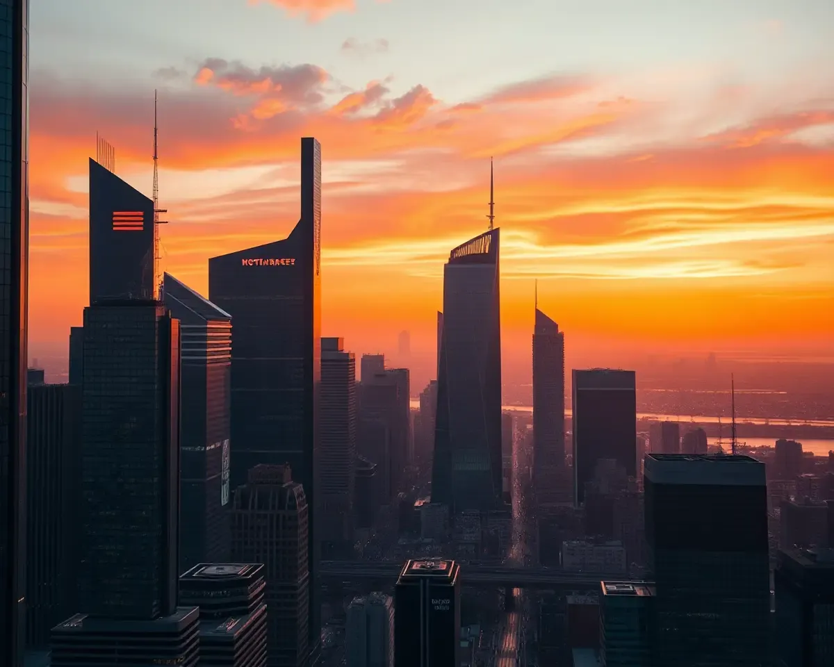 Nothing Phone 1 Centerpiece in Futuristic Cityscape Sunset Background