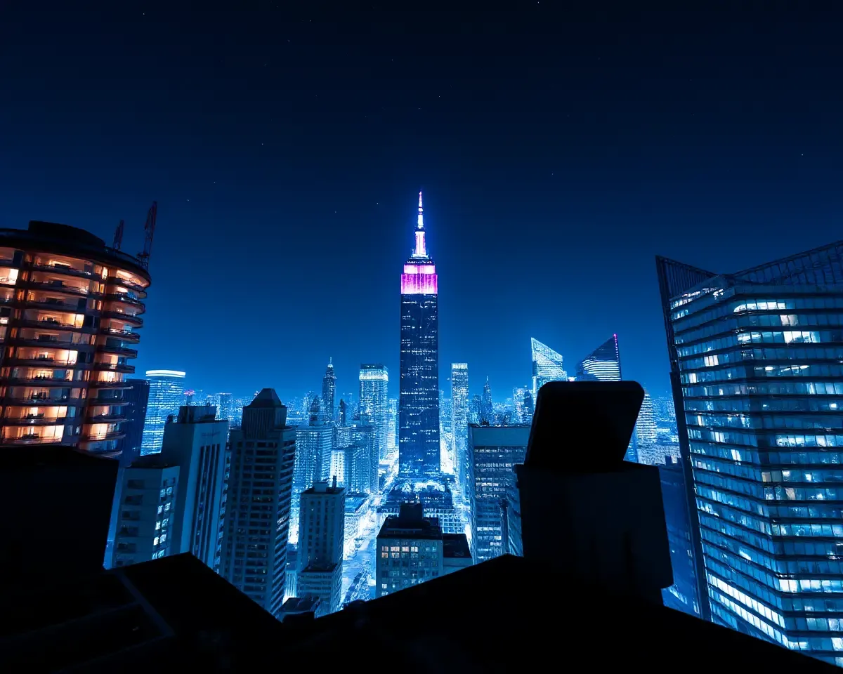 Nothing Phone 1 on Rooftop Amidst Towering Skyscrapers 4K