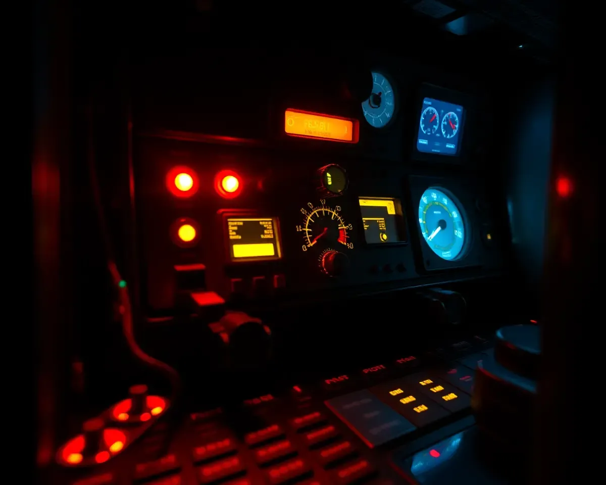 Oil Rig Control Panel with Flashing Lights