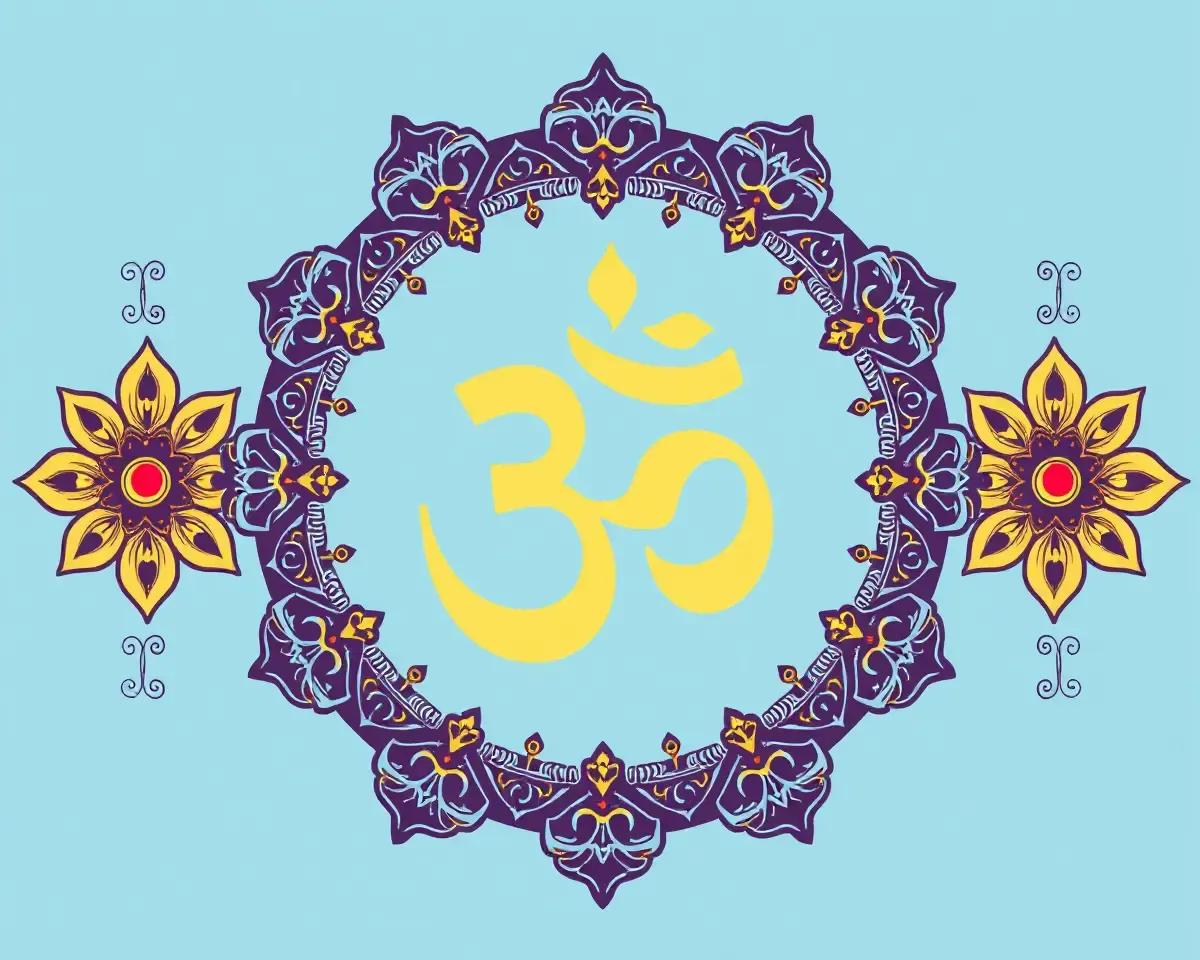 Om Shanti Logo PNG with Calming Blue Background Designs