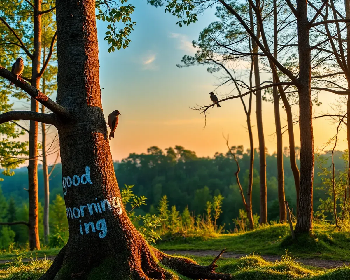 Peaceful Forest Good Morning WhatsApp Free HD Image Download