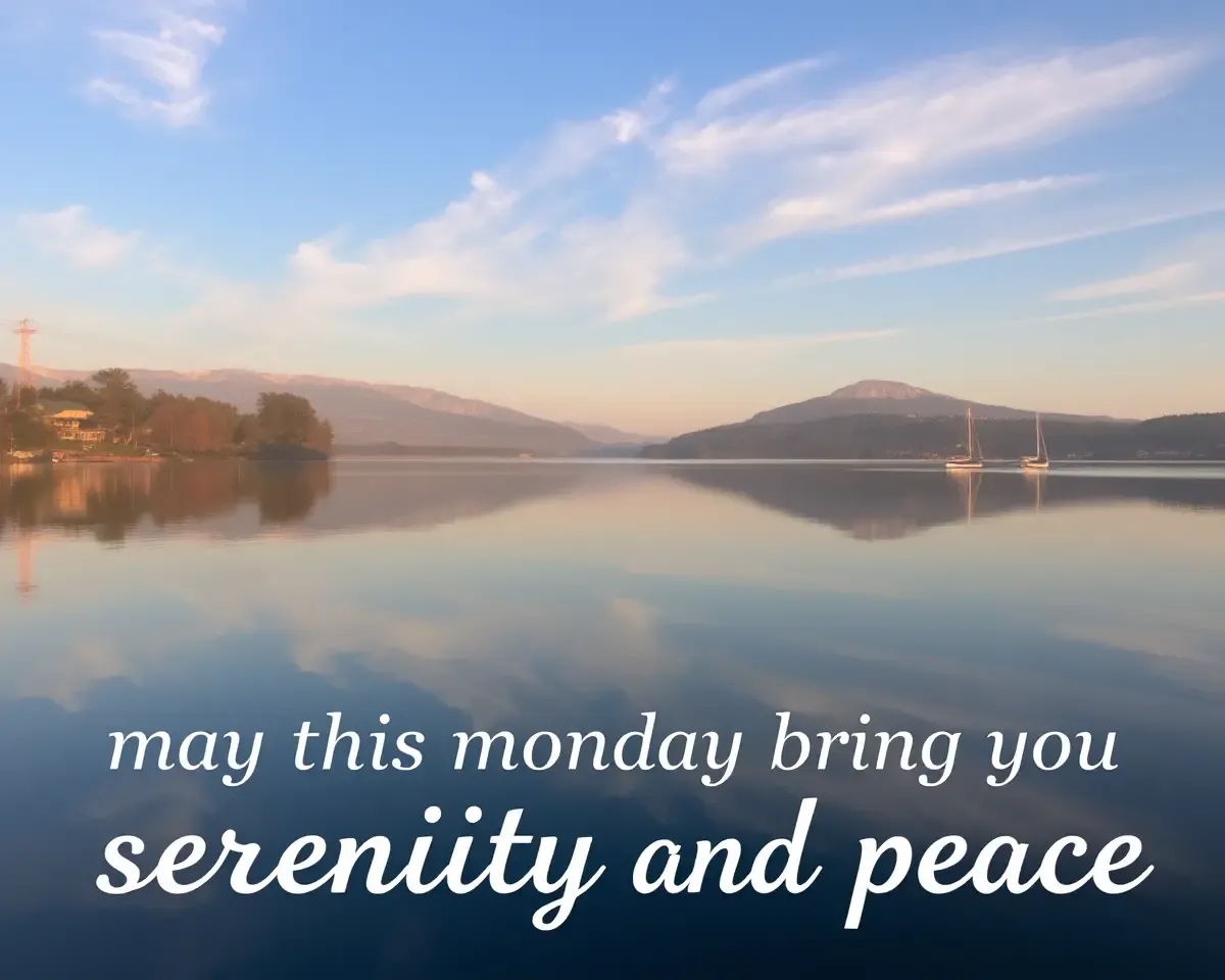 Peaceful Morning Landscape with Serenity and Peaceful Quote