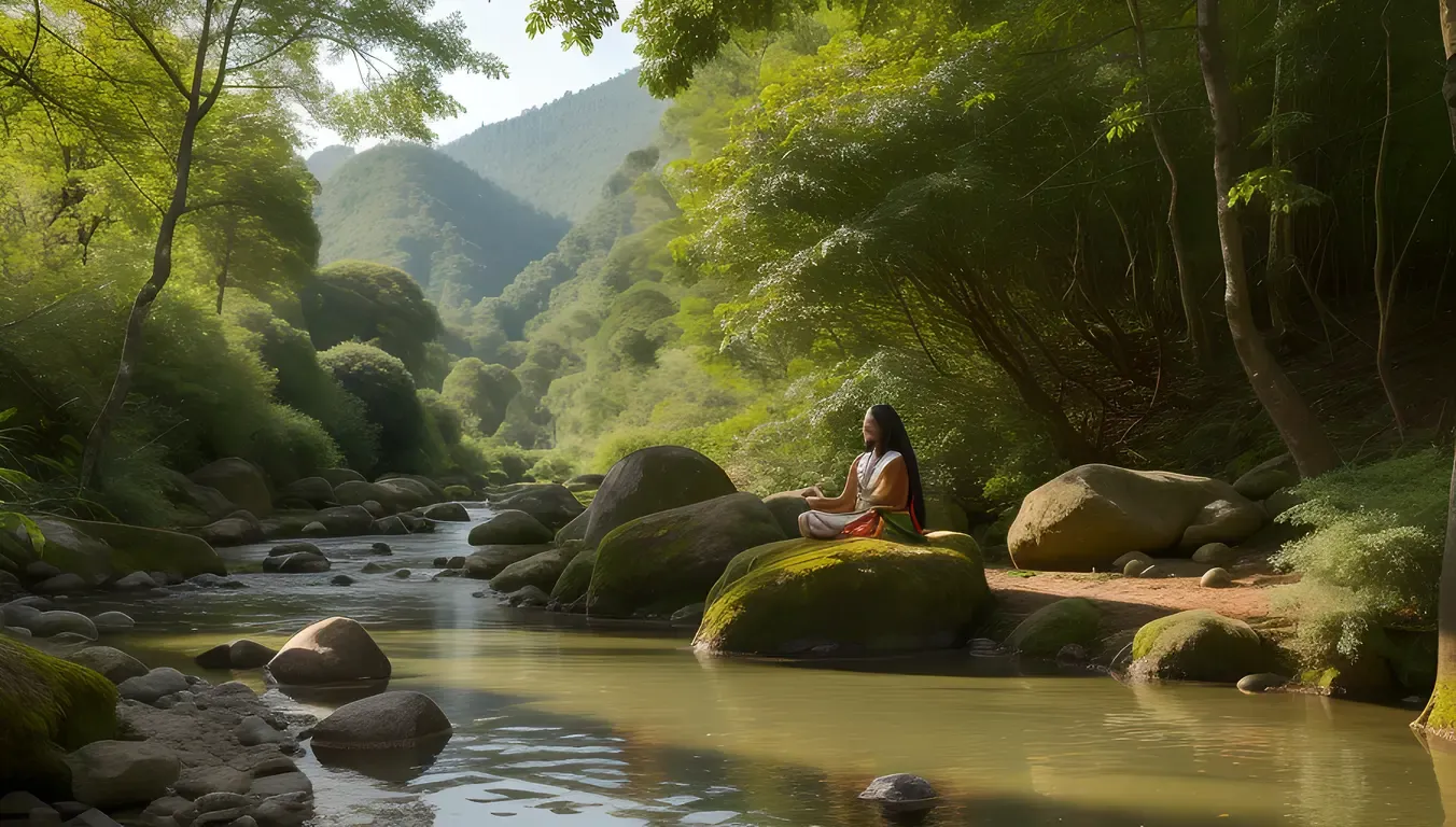 Peaceful Sada Shiva in Tranquil Forest Scene